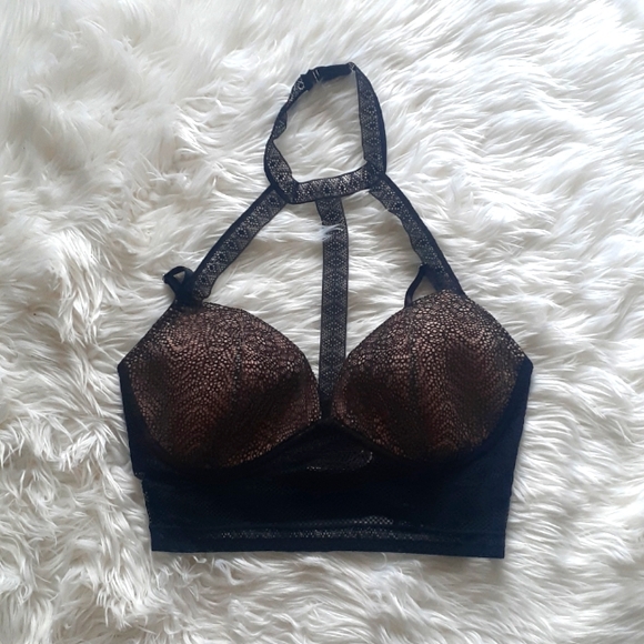 Victoria's Secret Other - Victoria's Secret Very Sexy Lined Plunge Fishnet Halter Bra Size 38D